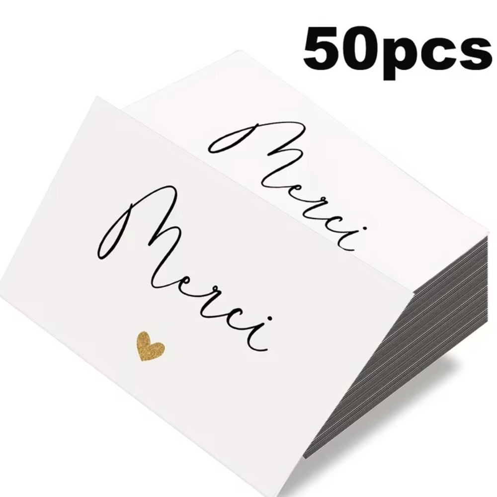 Merci Thank You Cards with Gold Heart 50 Cards NEW